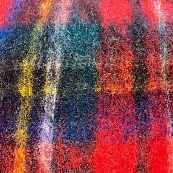 Vintage EUC St Michael Royal Stewart Mohair Wool Shawl Colorful British 1970s - Picture 4 of 5